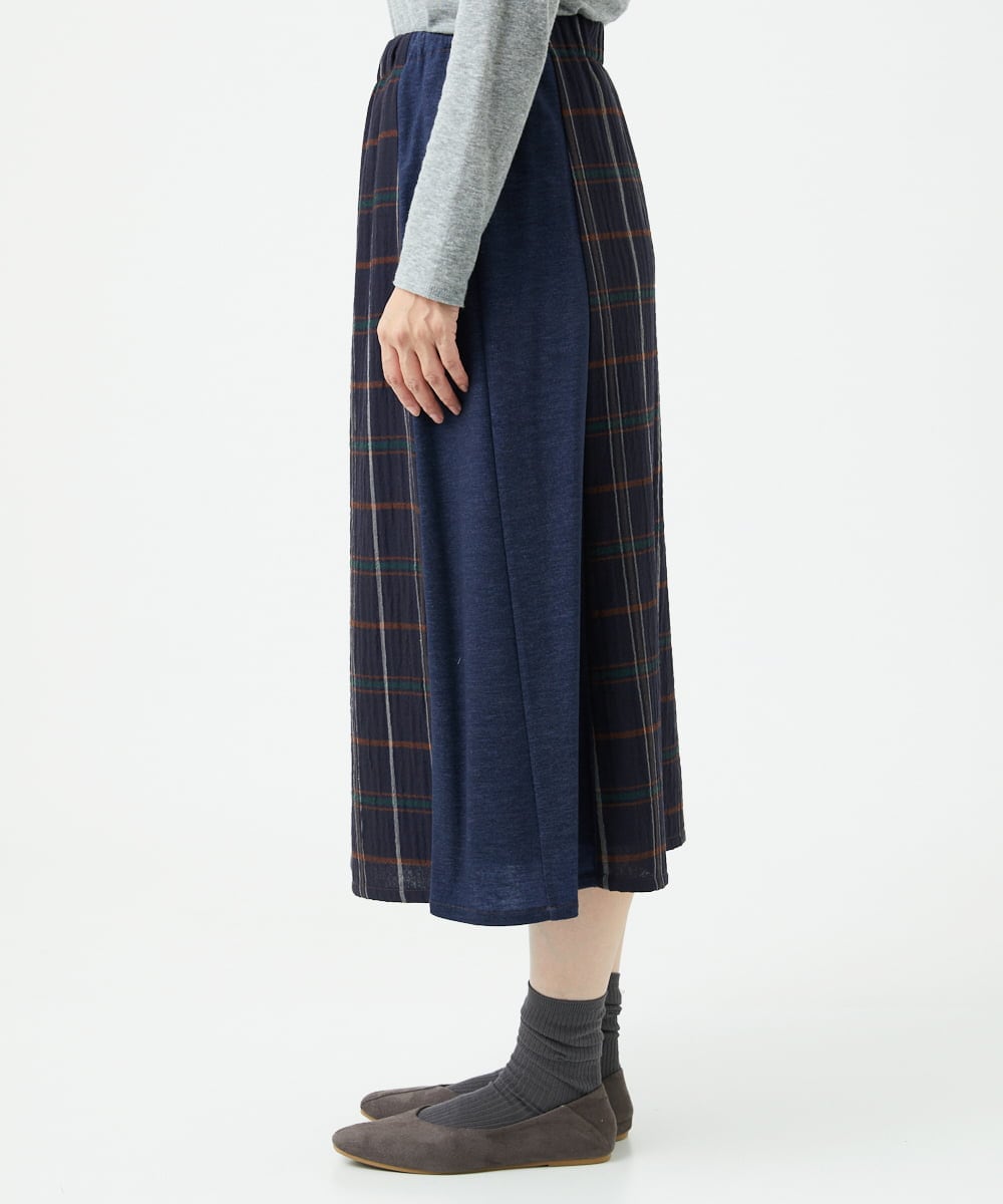NGHJB22360 GIANNI LO GIUDICE(ジャンニ ロ ジュディチェ) [洗える・日本製]二重織チェックスカート ネイビー