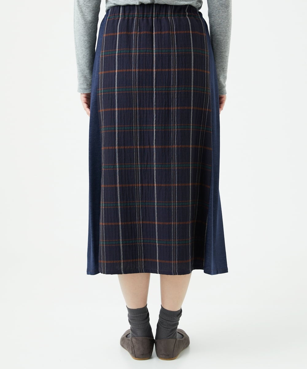 NGHJB22360 GIANNI LO GIUDICE(ジャンニ ロ ジュディチェ) [洗える・日本製]二重織チェックスカート ネイビー