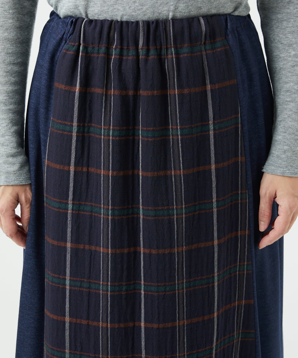 NGHJB22360 GIANNI LO GIUDICE(ジャンニ ロ ジュディチェ) [洗える・日本製]二重織チェックスカート ネイビー