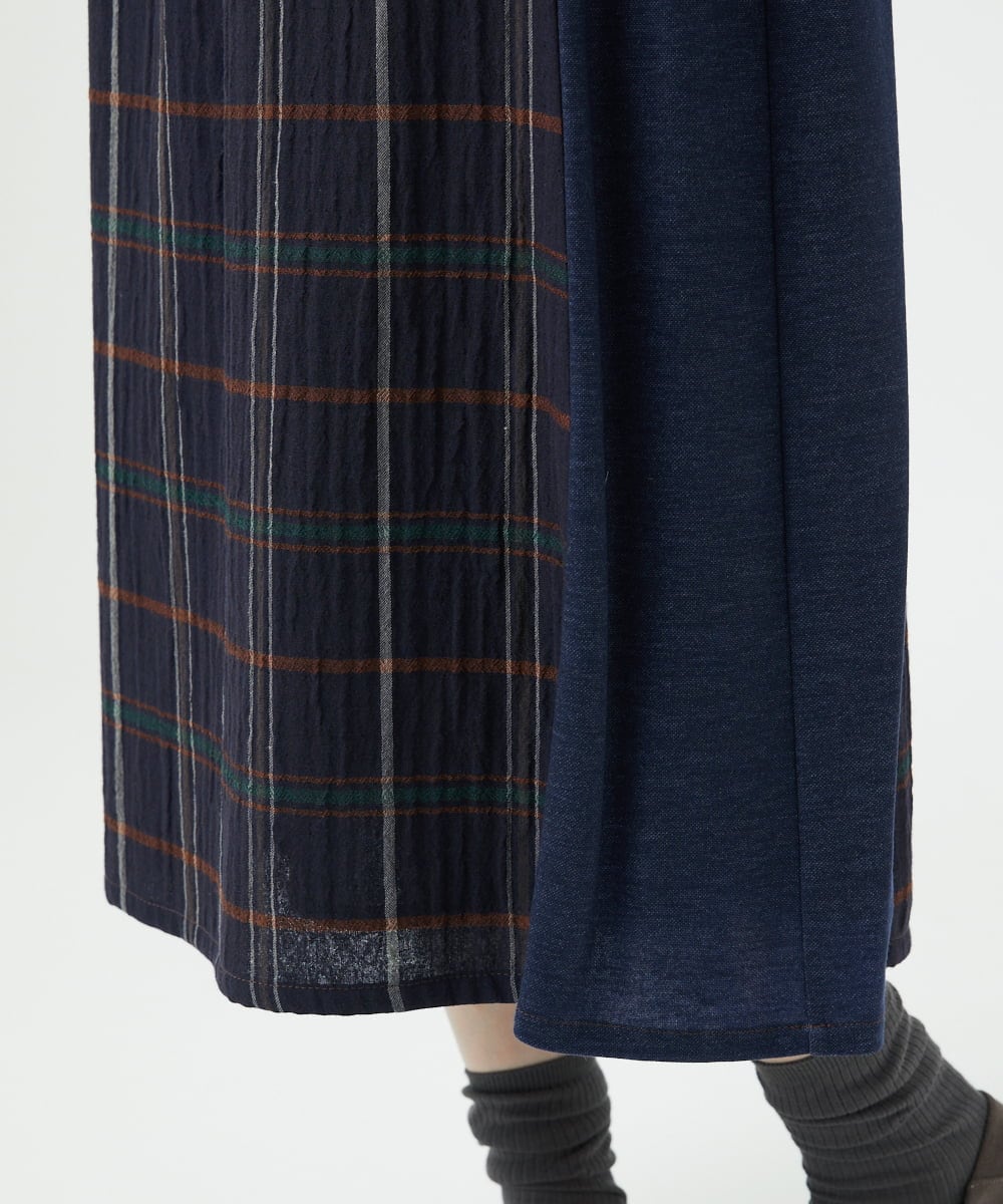 NGHJB22360 GIANNI LO GIUDICE(ジャンニ ロ ジュディチェ) [洗える・日本製]二重織チェックスカート ネイビー