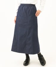 NGHJD14300 GIANNI LO GIUDICE(ジャンニ ロ ジュディチェ) [洗える]デニムライクシャンブレースカート ネイビー