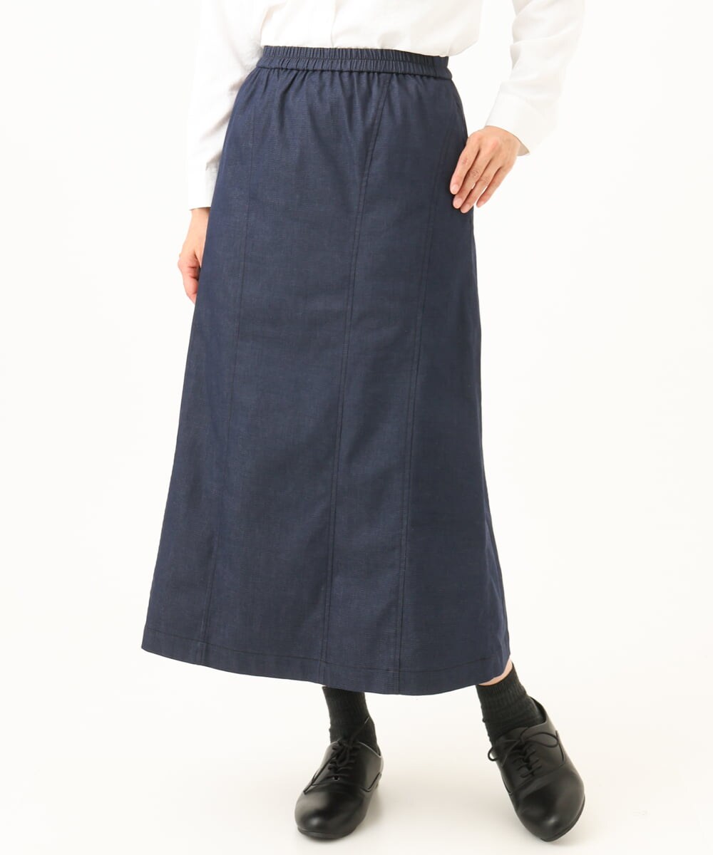 NGHJD14300 GIANNI LO GIUDICE(ジャンニ ロ ジュディチェ) [洗える]デニムライクシャンブレースカート ネイビー