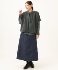NGHJD14300 GIANNI LO GIUDICE(ジャンニ ロ ジュディチェ) [洗える]デニムライクシャンブレースカート ネイビー