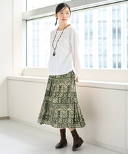 NGHJD15330 GIANNI LO GIUDICE(ジャンニ ロ ジュディチェ) [日本製]チュールトライバルプリントスカート ブラウン