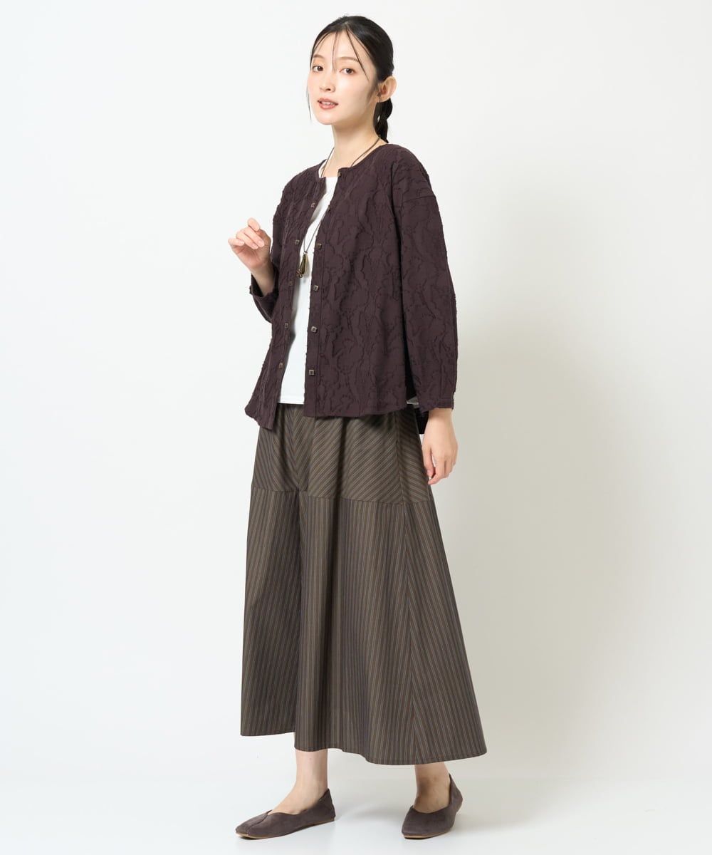 NGHJD16330 GIANNI LO GIUDICE(ジャンニ ロ ジュディチェ) [洗える]レジメンストライプスカート ブラウン