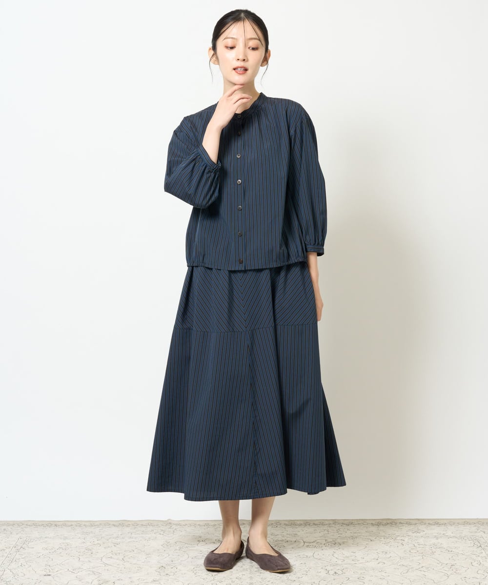 NGHJD16330 GIANNI LO GIUDICE(ジャンニ ロ ジュディチェ) [洗える]レジメンストライプスカート ブラウン