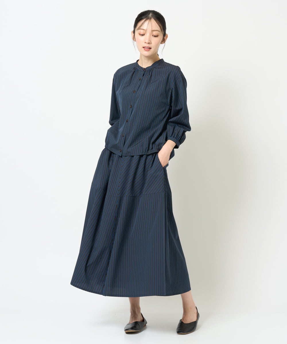 NGHJD16330 GIANNI LO GIUDICE(ジャンニ ロ ジュディチェ) [洗える]レジメンストライプスカート ブラウン