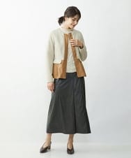 NGHJQ21270 GIANNI LO GIUDICE(ジャンニ ロ ジュディチェ) ウエットレザーAラインスカート ブラウン