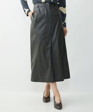 NGHJQ21270 GIANNI LO GIUDICE(ジャンニ ロ ジュディチェ) ウエットレザーAラインスカート ブラウン