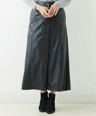 NGHJQ21270 GIANNI LO GIUDICE(ジャンニ ロ ジュディチェ) ウエットレザーAラインスカート ブラック