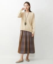NGHJS21330 GIANNI LO GIUDICE(ジャンニ ロ ジュディチェ) 先染めチェックギャバジンスカート ブラウン