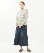 NGHJV54250 GIANNI LO GIUDICE(ジャンニ ロ ジュディチェ) [洗える・リバーシブル]微起毛デニム両面プリントスカート ネイビー