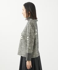 NGKAB51330 GIANNI LO GIUDICE(ジャンニ ロ ジュディチェ) [日本製]ウール混ヘリンボンフラワージャガードタートルカットソー ブラック
