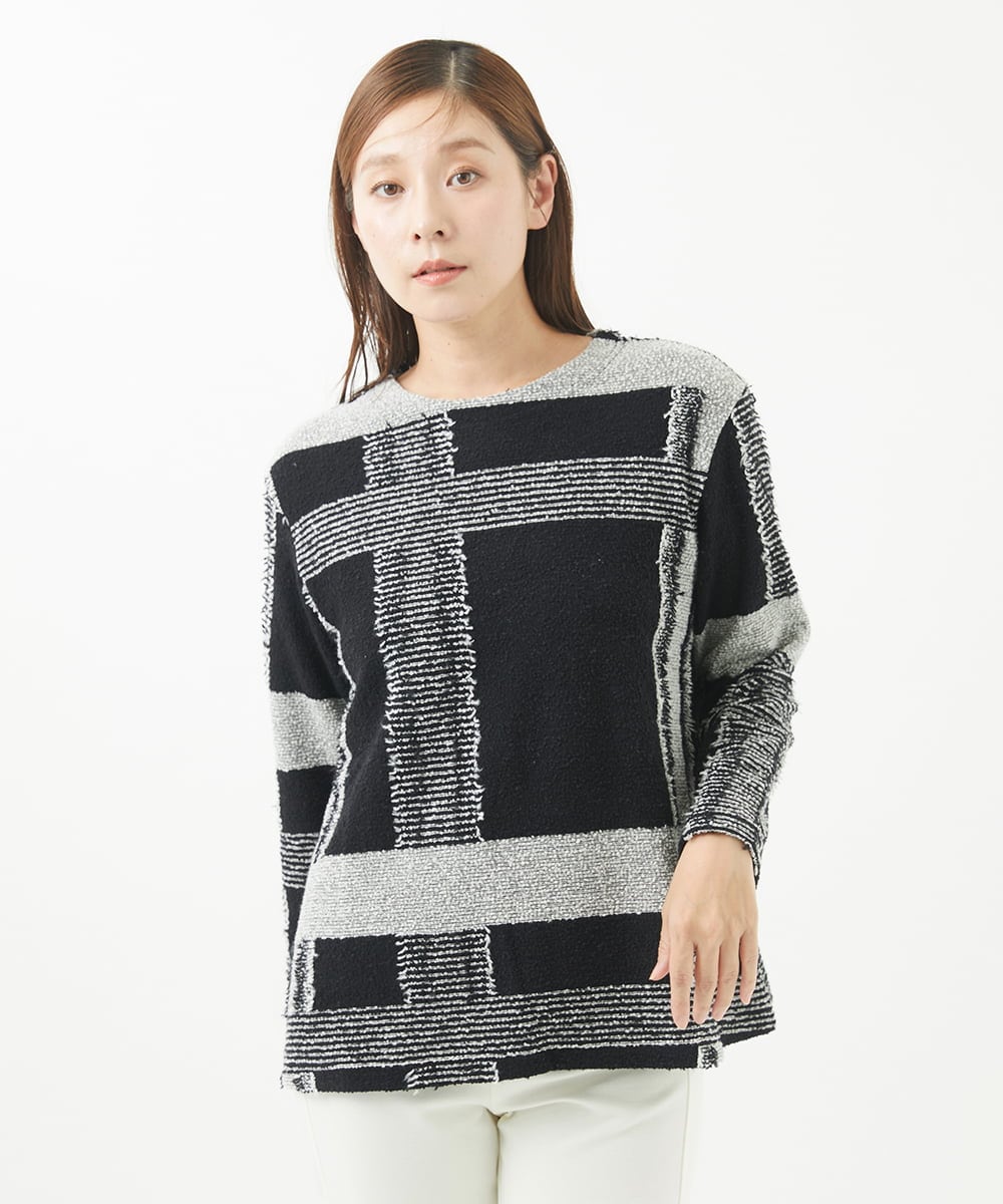NGKAB53330 GIANNI LO GIUDICE [洗える・日本製]チェックジャガードカットソー