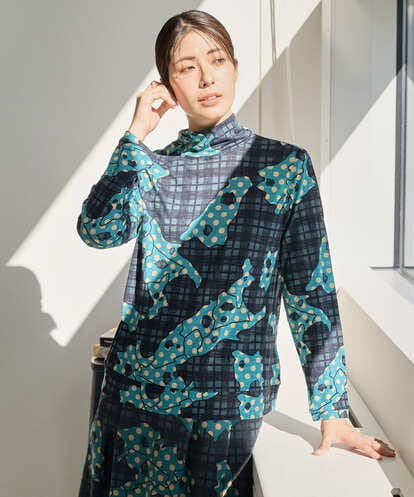 NGKAE11230 GIANNI LO GIUDICE [洗える・日本製]ウールガーゼ天竺イタリアプリントカットソー