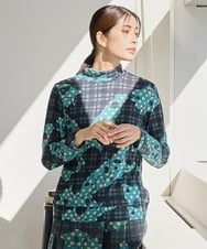 NGKAE11230 GIANNI LO GIUDICE(ジャンニ ロ ジュディチェ) [洗える・日本製]ウールガーゼ天竺イタリアプリントカットソー ブルー