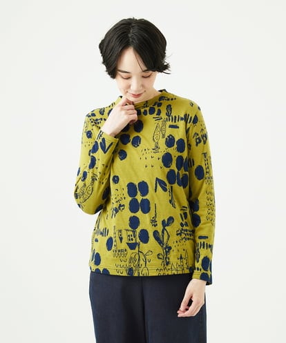 NGKAE12210 GIANNI LO GIUDICE [洗える・日本製]幾何柄両面選針カットソー