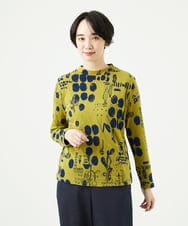 NGKAE12210 GIANNI LO GIUDICE(ジャンニ ロ ジュディチェ) [洗える・日本製]幾何柄両面選針カットソー グリーン