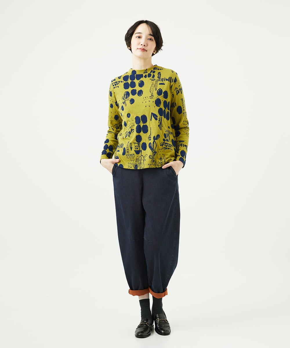 NGKAE12210 GIANNI LO GIUDICE(ジャンニ ロ ジュディチェ) [洗える・日本製]幾何柄両面選針カットソー グリーン