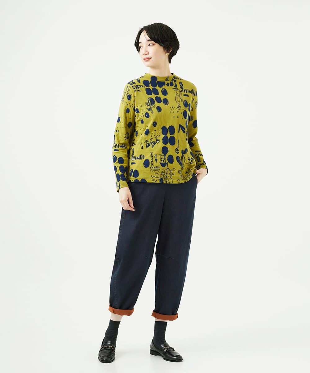 NGKAE12210 GIANNI LO GIUDICE(ジャンニ ロ ジュディチェ) [洗える・日本製]幾何柄両面選針カットソー グリーン