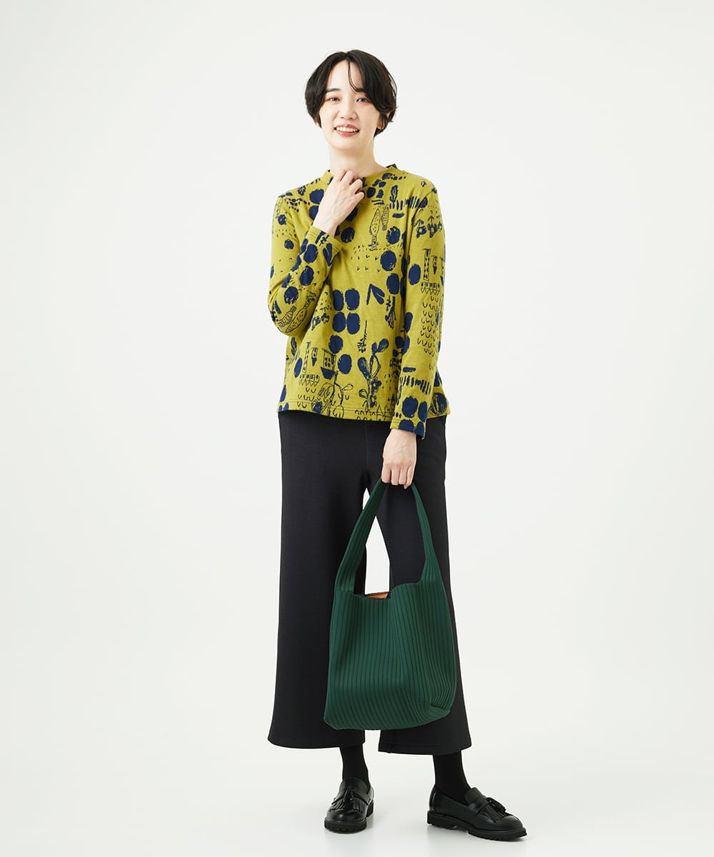 NGKAE12210 GIANNI LO GIUDICE(ジャンニ ロ ジュディチェ) [洗える・日本製]幾何柄両面選針カットソー グリーン