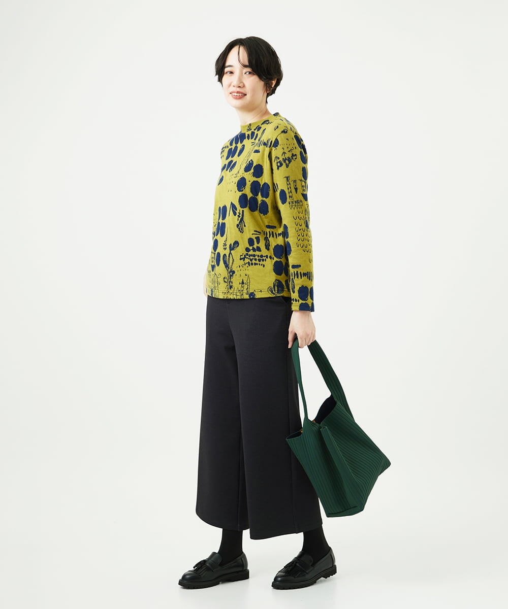 NGKAE12210 GIANNI LO GIUDICE(ジャンニ ロ ジュディチェ) [洗える・日本製]幾何柄両面選針カットソー グリーン