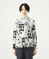 NGKAE12210 GIANNI LO GIUDICE(ジャンニ ロ ジュディチェ) [洗える・日本製]幾何柄両面選針カットソー ライトグレー