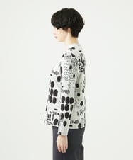 NGKAE12210 GIANNI LO GIUDICE(ジャンニ ロ ジュディチェ) [洗える・日本製]幾何柄両面選針カットソー ライトグレー