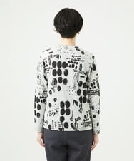 NGKAE12210 GIANNI LO GIUDICE(ジャンニ ロ ジュディチェ) [洗える・日本製]幾何柄両面選針カットソー ライトグレー