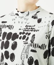 NGKAE12210 GIANNI LO GIUDICE(ジャンニ ロ ジュディチェ) [洗える・日本製]幾何柄両面選針カットソー ライトグレー