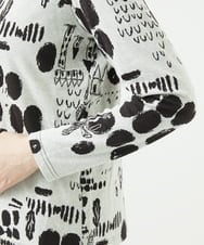 NGKAE12210 GIANNI LO GIUDICE(ジャンニ ロ ジュディチェ) [洗える・日本製]幾何柄両面選針カットソー ライトグレー