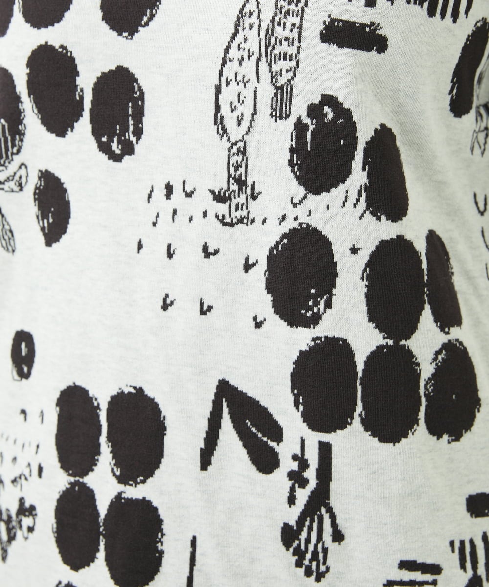 NGKAE12210 GIANNI LO GIUDICE(ジャンニ ロ ジュディチェ) [洗える・日本製]幾何柄両面選針カットソー ライトグレー