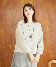 NGKAE20330 GIANNI LO GIUDICE(ジャンニ ロ ジュディチェ) [洗える]コットンスラブインレーカットソー ベージュ
