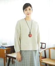 NGKAE20330 GIANNI LO GIUDICE(ジャンニ ロ ジュディチェ) [洗える]コットンスラブインレーカットソー ベージュ
