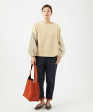 NGKAE20330 GIANNI LO GIUDICE(ジャンニ ロ ジュディチェ) [洗える]コットンスラブインレーカットソー ベージュ