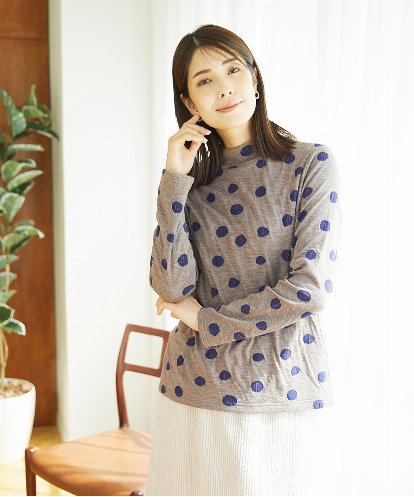 NGKAE22180 GIANNI LO GIUDICE [洗える・日本製]先染め接結ドットジャガードカットソー