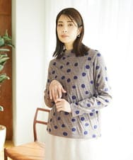 NGKAE22180 GIANNI LO GIUDICE(ジャンニ ロ ジュディチェ) [洗える・日本製]先染め接結ドットジャガードカットソー ベージュ