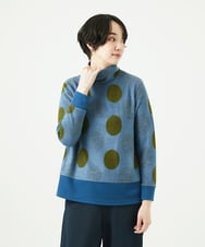 NGKAE35230 GIANNI LO GIUDICE(ジャンニ ロ ジュディチェ) [洗える・日本製]起毛パイルジャガードドットトップス ネイビーブルー