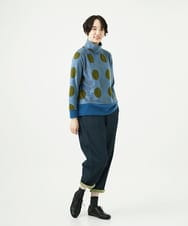 NGKAE35230 GIANNI LO GIUDICE(ジャンニ ロ ジュディチェ) [洗える・日本製]起毛パイルジャガードドットトップス ネイビーブルー