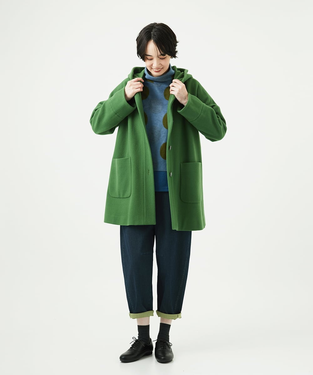 NGKAE35230 GIANNI LO GIUDICE(ジャンニ ロ ジュディチェ) [洗える・日本製]起毛パイルジャガードドットトップス ネイビーブルー