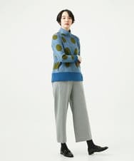 NGKAE35230 GIANNI LO GIUDICE(ジャンニ ロ ジュディチェ) [洗える・日本製]起毛パイルジャガードドットトップス ネイビーブルー