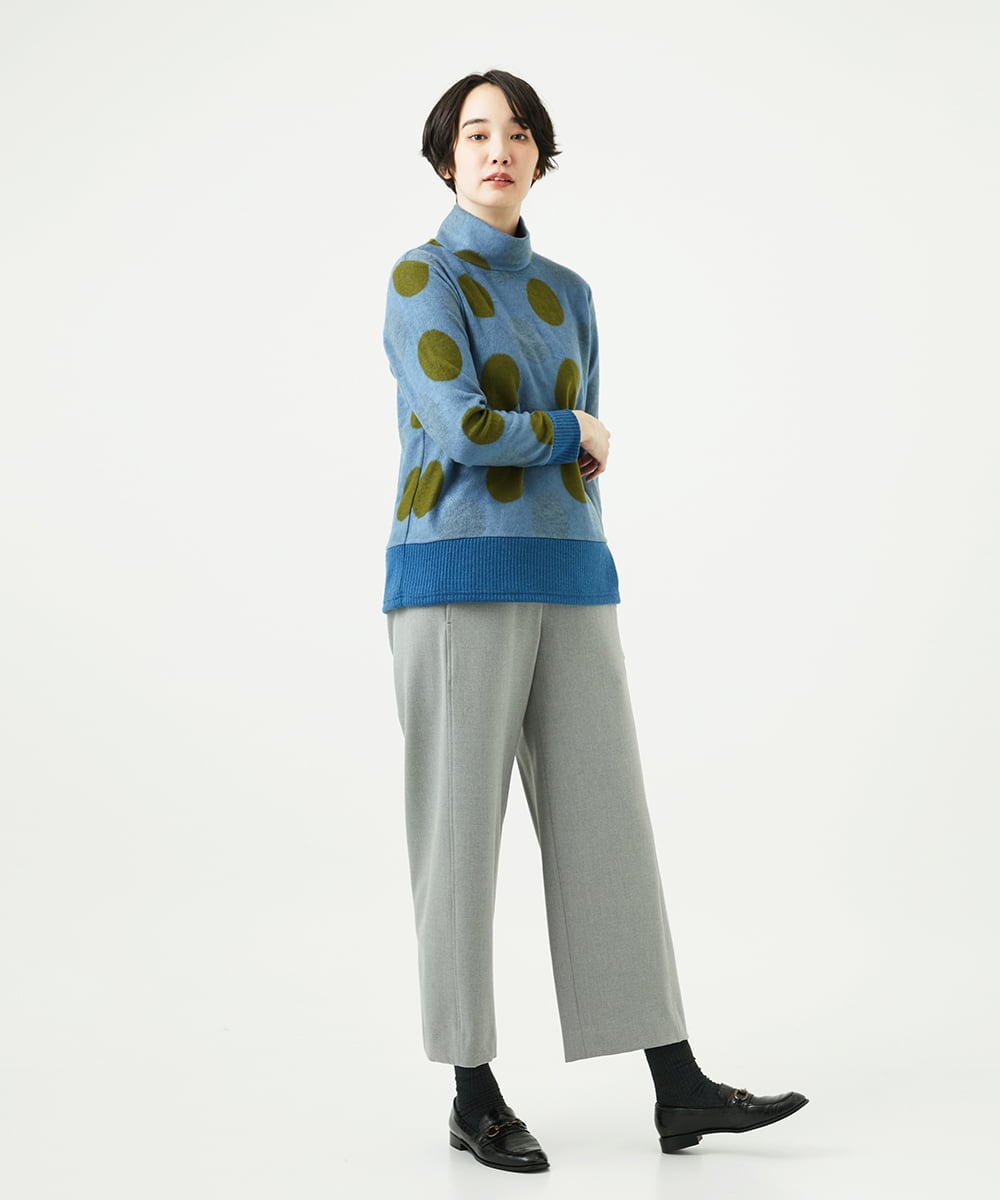 NGKAE35230 GIANNI LO GIUDICE(ジャンニ ロ ジュディチェ) [洗える・日本製]起毛パイルジャガードドットトップス ネイビーブルー