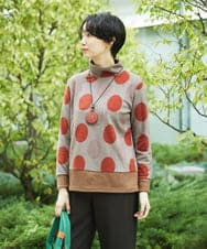 NGKAE35230 GIANNI LO GIUDICE(ジャンニ ロ ジュディチェ) [洗える・日本製]起毛パイルジャガードドットトップス ベージュ