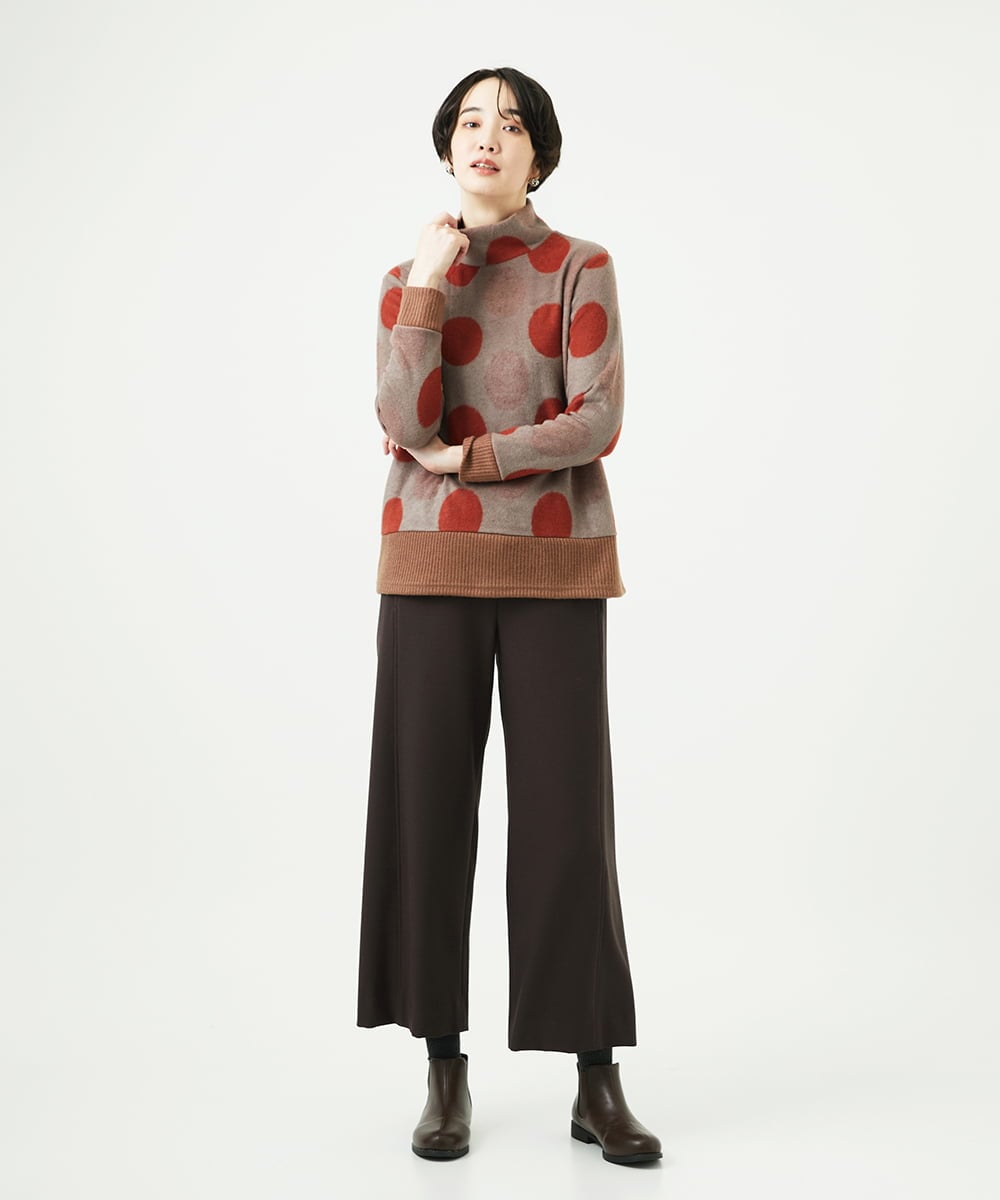 NGKAE35230 GIANNI LO GIUDICE(ジャンニ ロ ジュディチェ) [洗える・日本製]起毛パイルジャガードドットトップス ベージュ