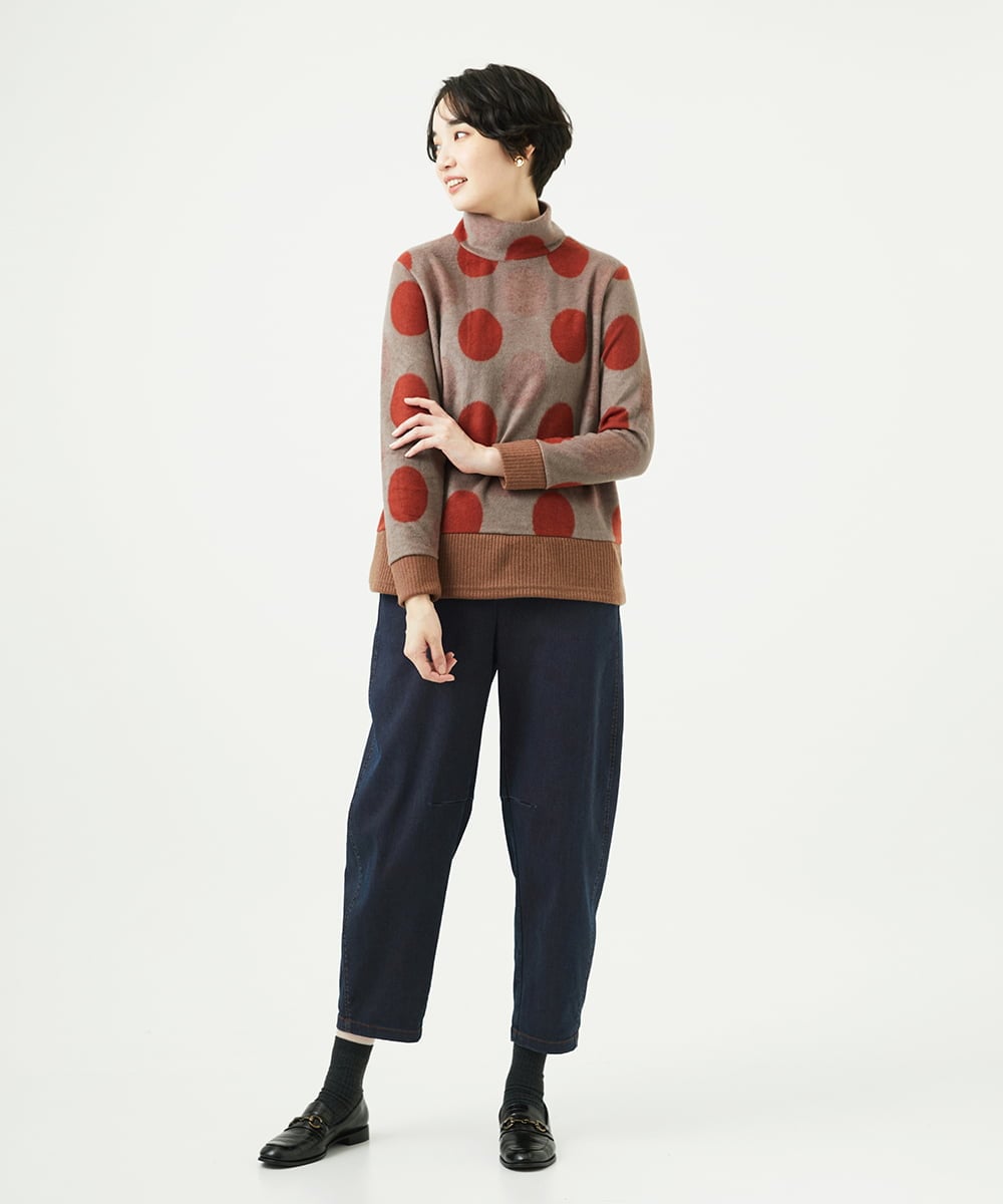 NGKAE35230 GIANNI LO GIUDICE(ジャンニ ロ ジュディチェ) [洗える・日本製]起毛パイルジャガードドットトップス ベージュ