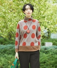 NGKAE35230 GIANNI LO GIUDICE(ジャンニ ロ ジュディチェ) [洗える・日本製]起毛パイルジャガードドットトップス ベージュ