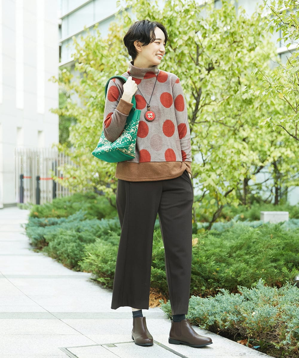 NGKAE35230 GIANNI LO GIUDICE(ジャンニ ロ ジュディチェ) [洗える・日本製]起毛パイルジャガードドットトップス ベージュ