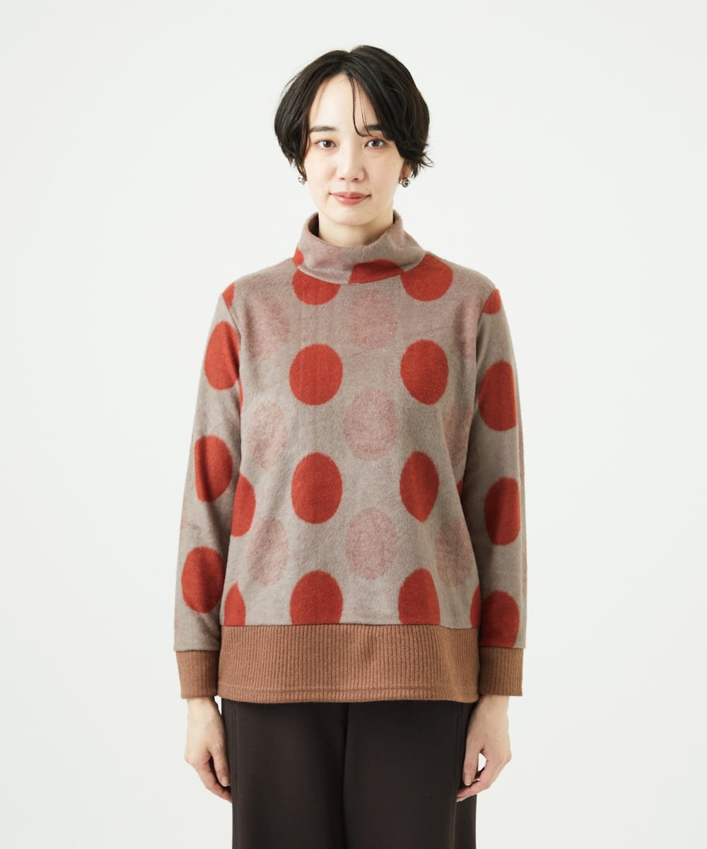 NGKAE35230 GIANNI LO GIUDICE(ジャンニ ロ ジュディチェ) [洗える・日本製]起毛パイルジャガードドットトップス ベージュ