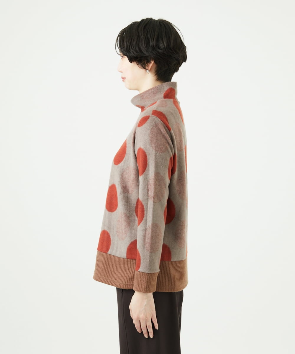 NGKAE35230 GIANNI LO GIUDICE(ジャンニ ロ ジュディチェ) [洗える・日本製]起毛パイルジャガードドットトップス ベージュ