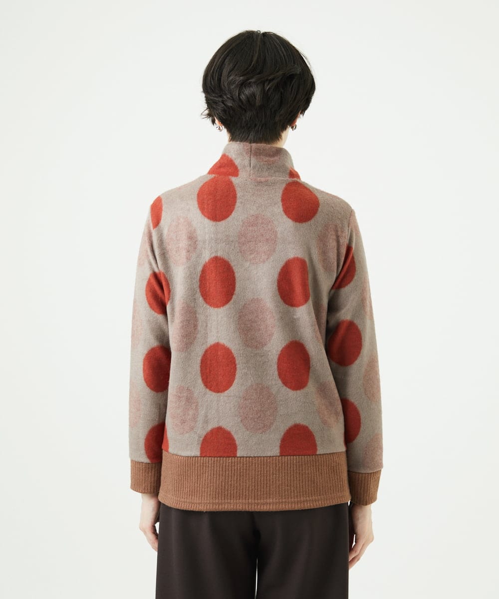 NGKAE35230 GIANNI LO GIUDICE(ジャンニ ロ ジュディチェ) [洗える・日本製]起毛パイルジャガードドットトップス ベージュ